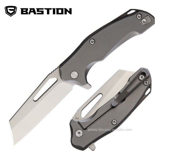 Bastion Mini Braza Cleaver Filpper Framelock Knife, D2, Stainless, BSTN228C